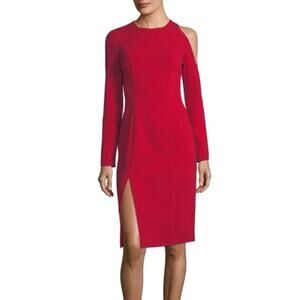 Black Halo NWT Covina Bonfire Red Single Cold Shoulder Sheath Dress Sz 14